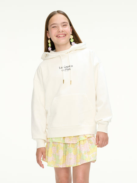 LES COYOTES DE PARIS Girl Oversized Cannoli Hoodie Off-White Sweatshirt