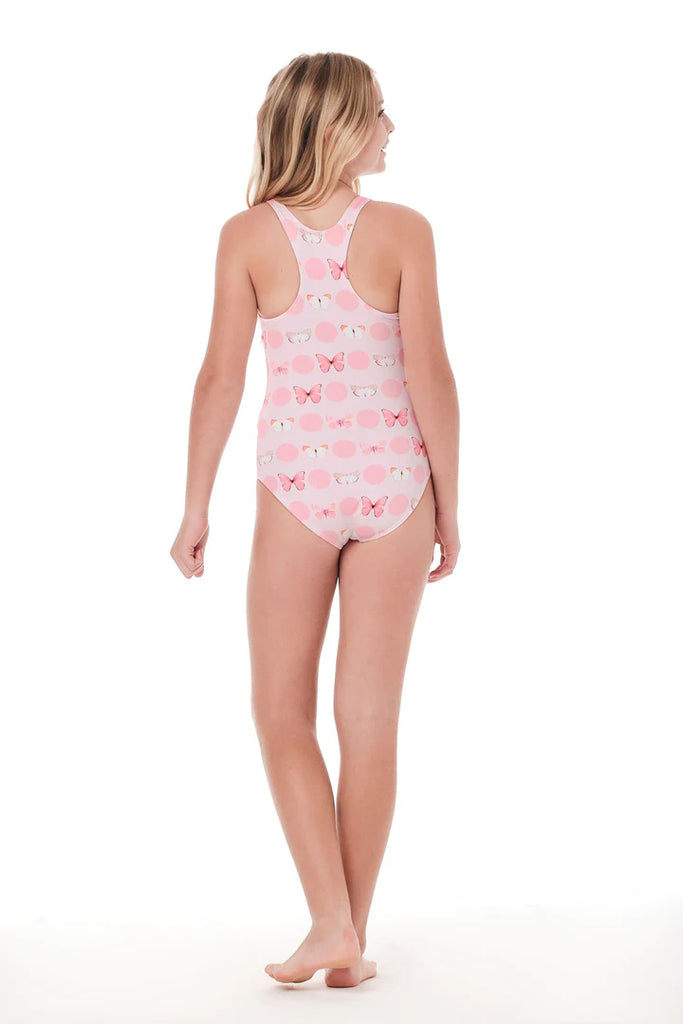 SUBMARINE Girl Not Too Basic Pink Butterflies One Piece Swimsuit 1