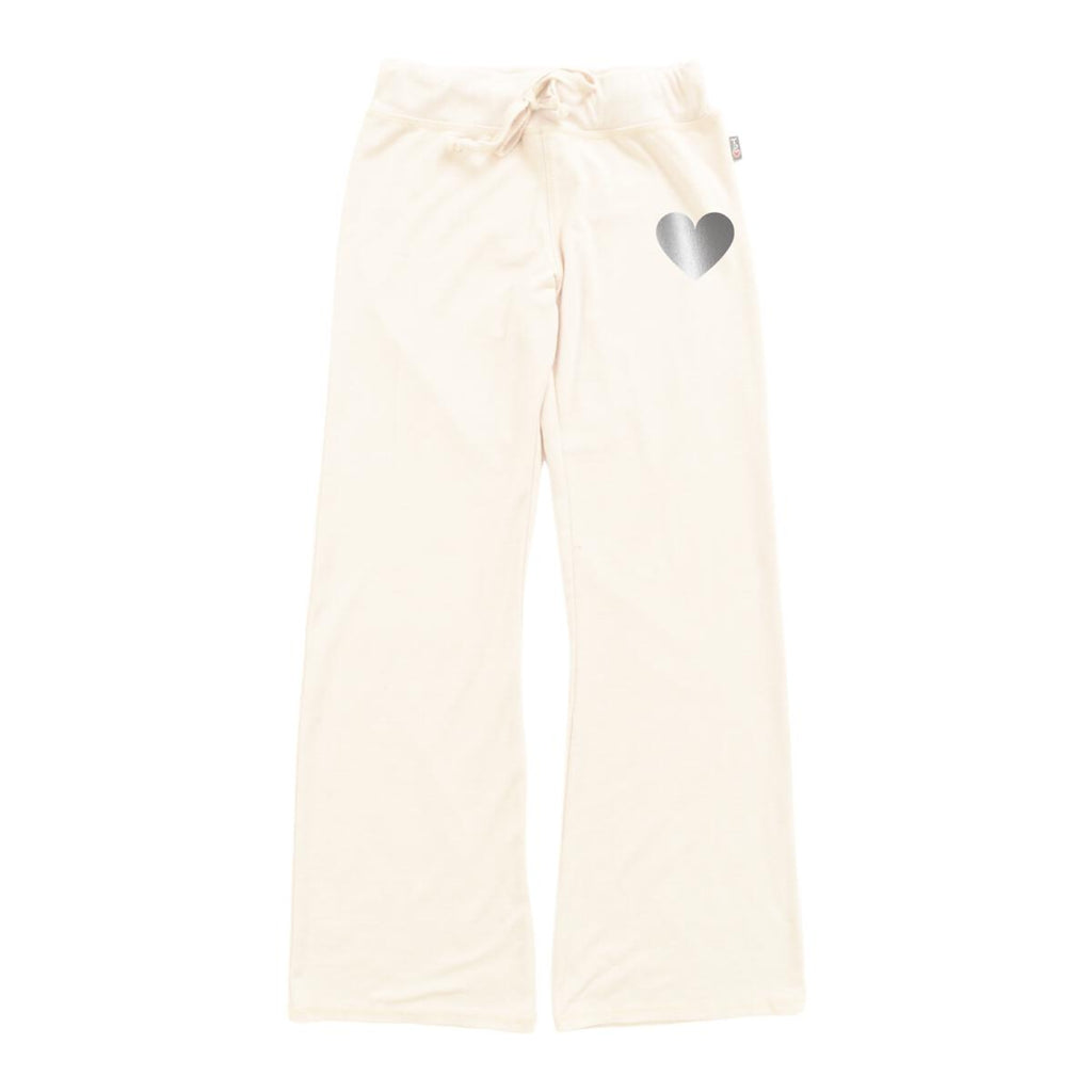 T2LOVE Girl Relaxed Boot Silver Heart Ivory Sweetpants