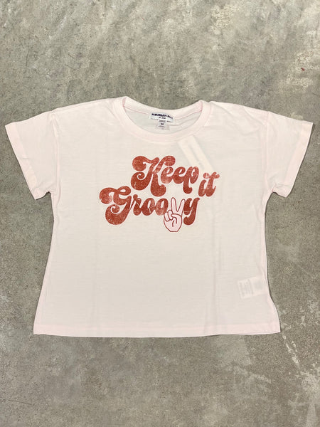 SUB_URBAN RIOT Girl Keep It Groovy Crop Light Pink Tee