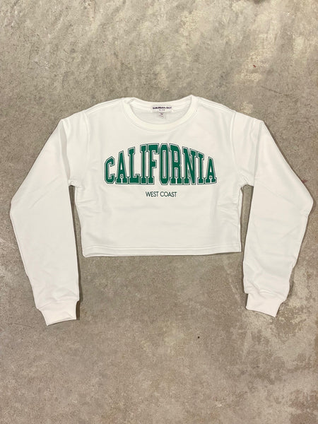 SUB_URBAN RIOT Girl California West Coast Crop White Sweatshirt