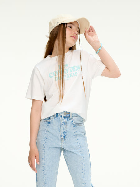 LES COYOTES DE PARIS Girl Regular Fit Logo White T-Shirt Tee