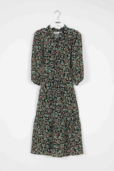 Flower print dress with long sleeves