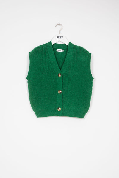 Green button down vest in green