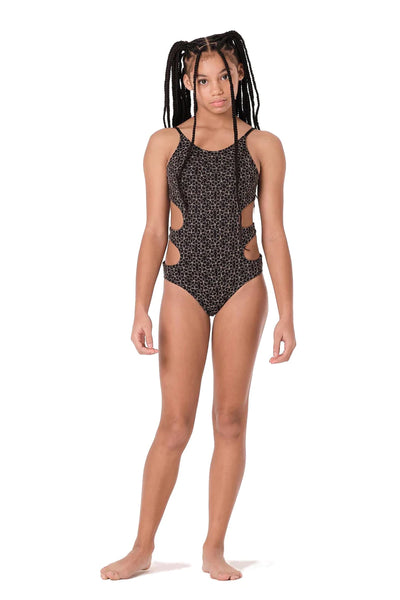 SUBMARINE Girl Vacation Mode Bloom Black One Piece Swimsuit