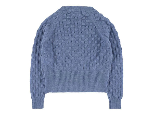 MORLEY Girl Vicky Waffle Bleu Cropped Cardigan 2