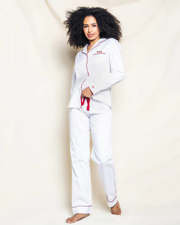 PETITE PLUME Women Valentine's Limited Edition - White Pajama Sets with Heart Embroidery 1