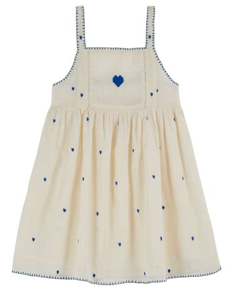 Girl Off White Dress All Over Embroidery Emile & ida