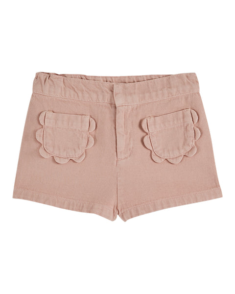 Girl Flower Pocket Shorts in Rose Pink Emile & ida