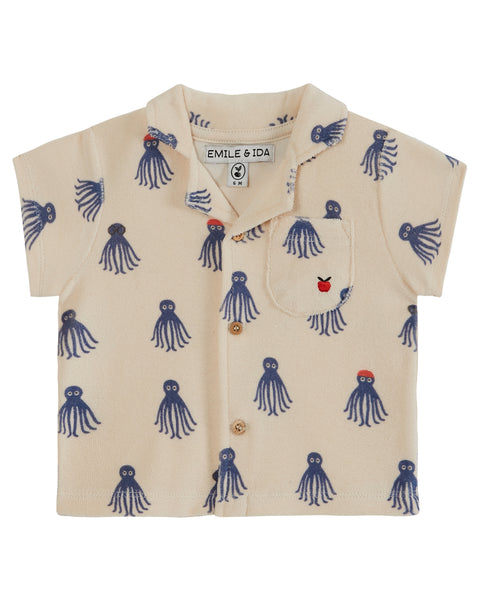 Baby Octopus Print Shirt in Terry Cloth