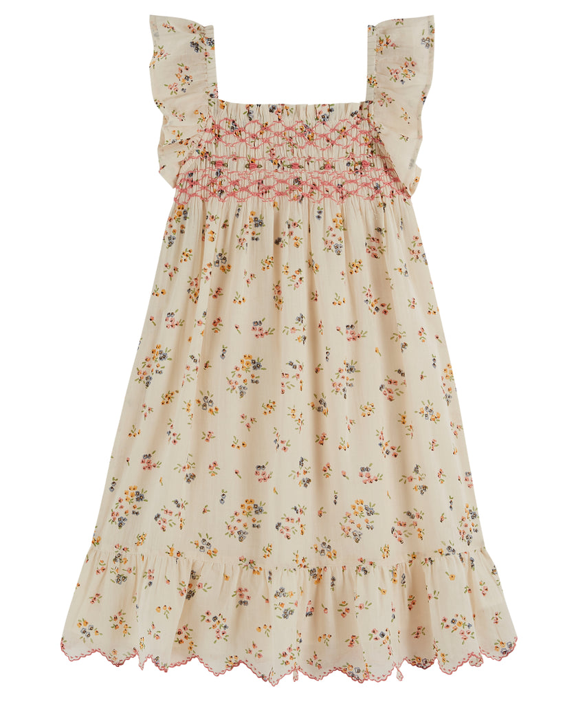 Girl Achillea Smocked Embroidered Dress 