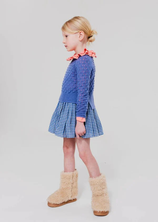 MORLEY Girl Vicky Waffle Bleu Cropped Cardigan 1