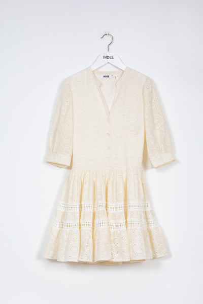 INDEE Girl Planet Fancy Off White 3/4 Sleeves Dress