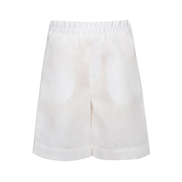 PAADE MODE Kids Linen Classic Cruise White Shorts