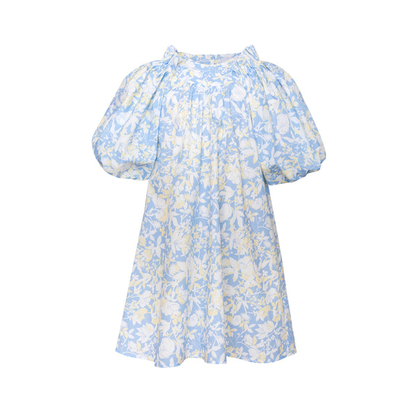 PAADE MODE Girl Cotton Puff Sleeve Anemone Blue Dress