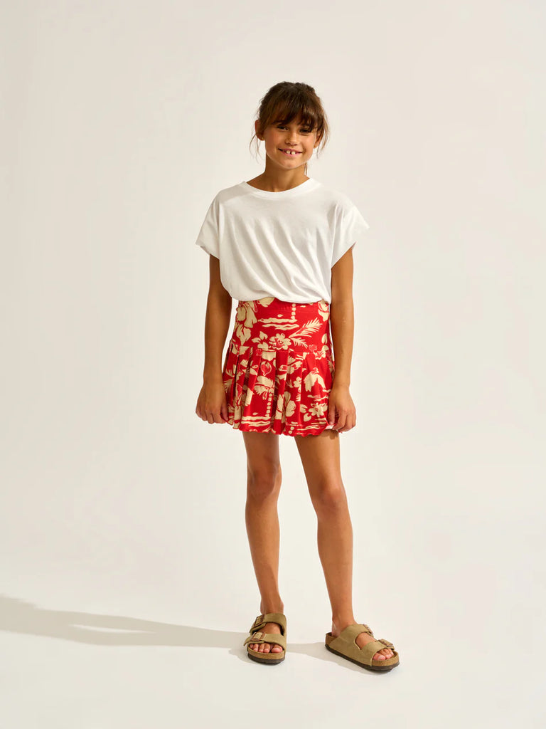 BELLEROSE Vista Red Flower Print Skirt 6