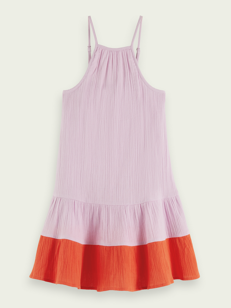 SCOTCH AND SODA Girl Crinkle Cotton-Linen A-Line Dress